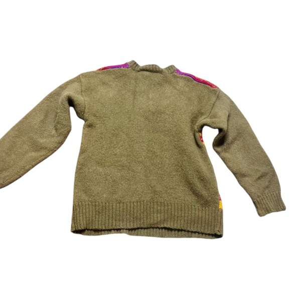 Vintage Claude Vernet Sweater Womens Size L Red Tan Green Fair Isle Wool - Picture 4 of 4